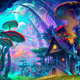 Thumb fantasy art drawing nature psychedelic colorful house mushroom planet plants mountain wallpaper preview